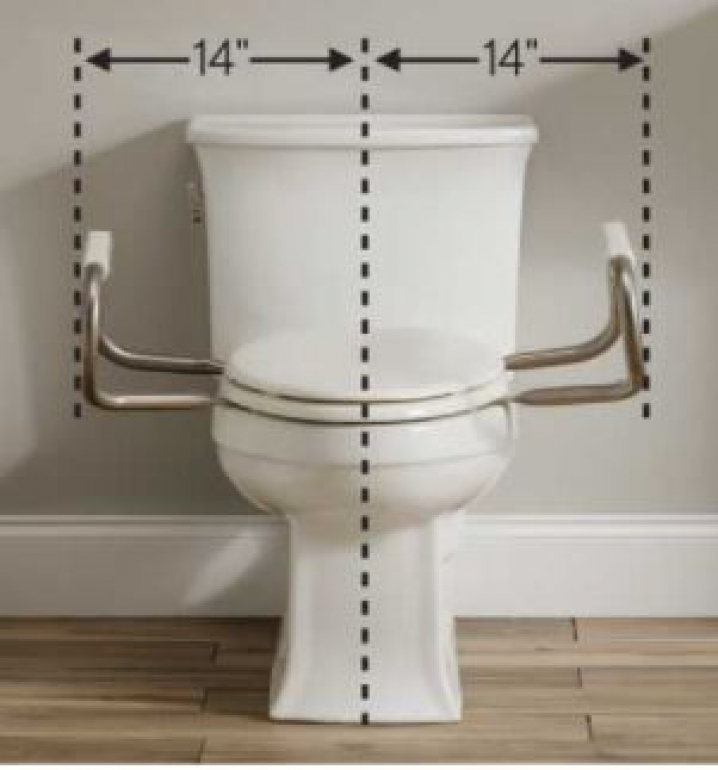 Hinged Toilet Seat with Support Arms Clearance